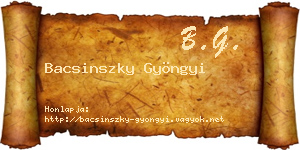 Bacsinszky Gyöngyi névjegykártya